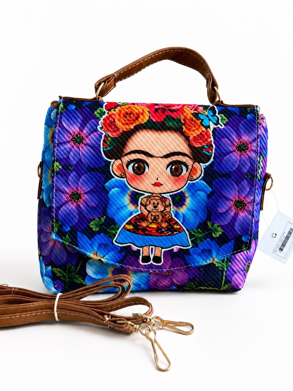 Convertible Jute Handbag Backpack – Colorful Floral 2-in-1 Purse